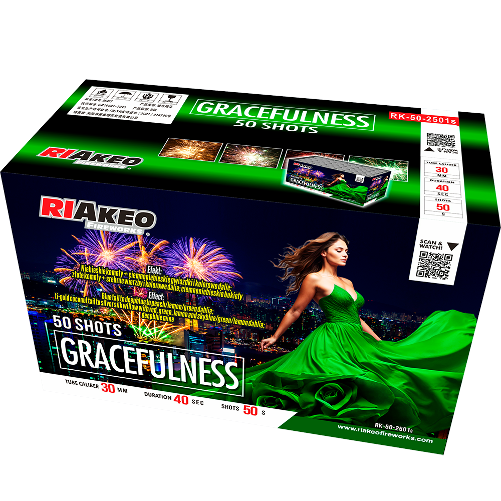 Riakeo Gracefulness - 50 Shot Firework Battery | 199 Big Guns